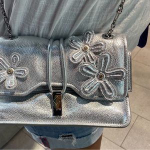 New Gorgeous Mcm Metallic Silver Handbag